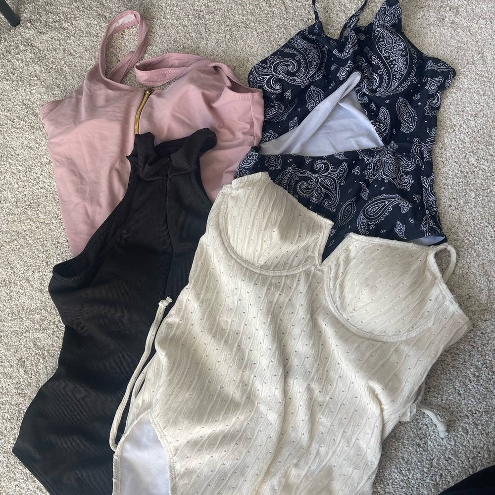 SHEIN Stylish Women's one piece swimsuit Cream bundle of 4
